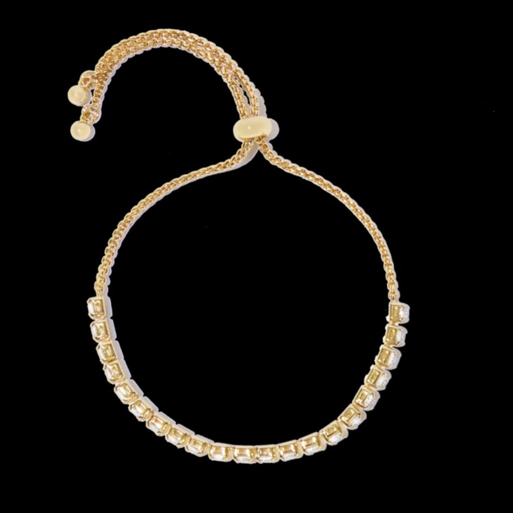 Ettika 18k Gold Plated Adjustable Crystal Bracelet New